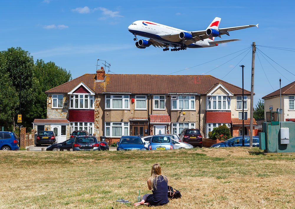 Airport and flight path